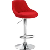 CLP Barhocker Lazio Stoff höhenverstellbar und 360 Grad drehbar | Farbe rot Gestell Farbe chrom