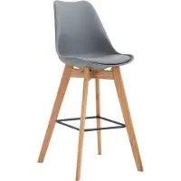 DELUKE Barhocker GIKAR - Kunststoff Grau 48x56x112 cm | Barstuhl Mit Lehne Tresenhocker Tresenstuhl Kneipenhocker Kneipenstuhl