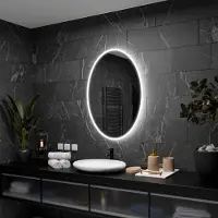 Alasta Ovaler LED-Spiegel 80x110 cm für Badezimmer, Schlafzimmer und Wohnzimmer