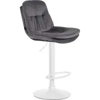 DELUKE Barhocker MITUN - Samt Dunkelgrau 46x54x94 cm Weiß | Barstuhl Höhenverstellbar Mit Lehne Drehbar Tresenhocker Tresenstuhl Kneipenhocker Kneipenstuhl