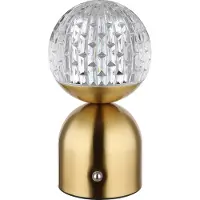 Globo LED Tischleuchte, Kristalle, Touchdimmer, Memory, Messing, H 20 cm