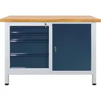Proregal Werkbank Rhino mit 4 Schubladen + 1 Tür | HxBxT 84x120x60cm | Traglast 300kg | Lichtgrau/Anthrazitgrau