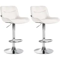 DELUKE Barhocker 2er Set TAMPA - Creme, Samt, Chrom | Barhocker mit Lehne Barstuhl Tresenhocker Tresenstuhl Kneipenhocker Kneipenstuhl