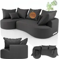 Juskys Sofa Tirano - modernes Samt Ecksofa, Dunkelgrau Couch mit Ottomane links