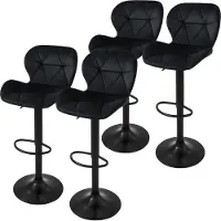 ML-Design | Set mit 4 Barhockern Leah aus Samt Zwart Fluweel 41x110x47 cm | NADUVI