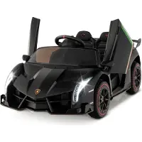 Coast Lamborghini Elektroauto für Kinder, Kinderfahrzeug mit 2,4-G Fernbedienung & LED Scheinwerfer & Hupe & Musik, Elektrofahrzeug 3-6 km/, Kinderauto Elektro für Kinder ab 3 Jahre (Schwarz)