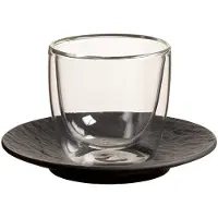 Villeroy & Boch Manufacture Rock Espressoglas mit Untertasse 60 ml schwarz