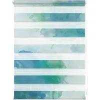 Lichtblick Duo Rollo Klemmfix, ohne Bohren, blickdicht, Aquarell - Blau Grün 70 cm x 150 cm (B x L)