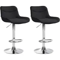 DELUKE Barhocker 2er Set TAMPA - Schwarz, Stoff, Chrom | Barhocker mit Lehne Barstuhl Tresenhocker Tresenstuhl Kneipenhocker Kneipenstuhl