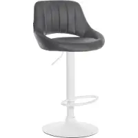 DELUKE Barhocker SEGAD - Kunstleder Grau 47x48x85 cm Weiß | Barstuhl Höhenverstellbar Mit Lehne Drehbar Tresenhocker Tresenstuhl Kneipenhocker Kneipenstuhl