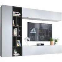 Mirjan 24 Wohnwand Kodita, Praktisch Wohnzimmer-Set, TV-Schrank, Wandschrank, Standregal (Farbe: Weiß / Graphit)