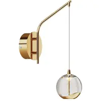 LUCANDE Hayley LED Wandleuchte Gold - , Hayley, Transparent, für Wohnzimmer, Glas, Modern
