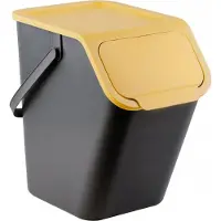 Practic Go Küchen Mülleimer 1x 25L gelb mit Deckel, fürAbfälle, Mülltrennsystem, abfalleimer küche, mülleimer küche