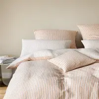 Elegante Halbleinen-Bettwäsche-Garnitur Bold Farbe Pfirsich Größe 240x220+2x80x80