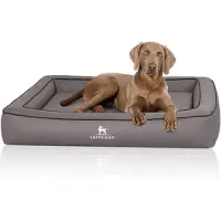 Knuffelwuff Orthopädisches Hundebett aus Laser gestepptem Kunstleder Hampstead 105 x 80cm Grau