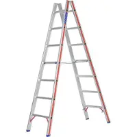Hymer Sprossenstehleiter, beidseitig begehbar, 2x7 Sprossen, senkr. Höhe 2,00 m, Reichhöhe 3,36 m, Gewicht 7,8 kg