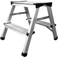 Proregal Metal Double Giraffe Doppelseitige-Aluminium-Stufenstehleiter | 2x3 Stufen | 125kg Tragkraft | Leiter, Trittleiter, Stufenleiter, Haushaltsleiter