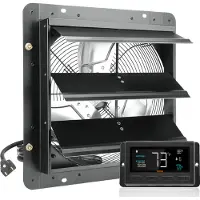 Vevor Abluftventilator, 356 mm,Temperatur-Feuchtigkeitsregler, EC-Motor, 1024 CFM, Wandlüfter mit variabler Geschwindigkeitsregelung zur Wandmontage, Belüftung und Kühlung für Gewächshäuser, Garagen