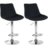 DELUKE Barhocker 2er Set RIO - Schwarz, Stoff, Chrom | Barhocker mit Lehne Barstuhl Tresenhocker Tresenstuhl Kneipenhocker Kneipenstuhl