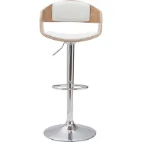 Miliboo - Design-Barhocker EUSTACHE höhenverstellbar weiß und helles Holz