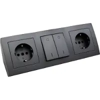 McPower Steckdosenblock, 2x Schutzkontaktsteckdosen, anthrazit