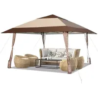 KOMFOTTEU 3.9x3.9m Gartenpavillon höhenverstellbar, Faltpavillon tragbar mit Aufbewahrungstasche & Rädern und 4 SandsäckenGartenzelt Partyzelt für Garten, Terrasse, Hof