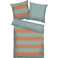 Herding TOM TAILOR Bettwäsche-Set ‘Bold Stripes Warm Coral & Fresh Sage’ - 80-x-80-cm-135-x-200-cm, Deckenbezug im Lieferumfang enthalten, Kissenbezug enthalten