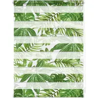 Lichtblick Duo Rollo Klemmfix, ohne Bohren, blickdicht, Blätter - Grün 70 cm x 150 cm (B x L)