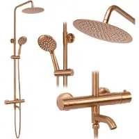 REA Duschgarnitur mit Thermostat LUNGO brushed copper