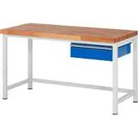 RAU Werkbank 1500x700x840-1040mm 1xSchublade-TA lichtgrau/enzianblau.
