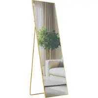 DELUKE Standspiegel KRAKOW - Glas Gold glanz 50x3x150 cm | Ganzkörperspiegel Freistehender Spiegel Groß Schlafzimmer