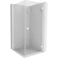 Mexen Lunar-B L Duschkabine schwenkbar rechts 100 x 100 cm, transparent, weiß - 832L-100-100-20-00-P