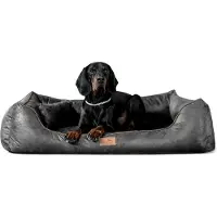 Tierlando Orthopädisches Hundebett ALBERTO ORTHO Velours Vintage - Größe: 100x75cm | Farbe: 02 Graphit