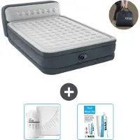 Intex Luftbett - 2 Personen - 152 x 236 x 86 cm - Grau - Inklusive Pumpe - Spannbettuch en Reperaturset