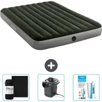 Intex Luftbett – 2 Personen – 152 x 203 x 25 cm – Grün – im Lieferumfang enthalten Spannbettuch - Pumpe en Reperaturset