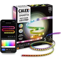 Calex Smart LED Streifen, 5 m, RGBIC-Farben, flexibel & zuschneidbar, dimmbar, WLAN App- & Sprachsteuerung, inkl. Fernbedienung