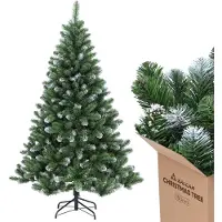 Salcar Künstlicher Weihnachtsbaum 180 cm mit Schnee Effekt Astspitzen und Metallständer, Künstlich Tannenbaum für Weihnachten