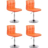 DELUKE 4er Set Barhocker BANGKO - Kunstleder Orange 44x49x74 cm | Barstuhl Höhenverstellbar Mit Lehne Drehbar Tresenhocker Tresenstuhl Kneipenhocker