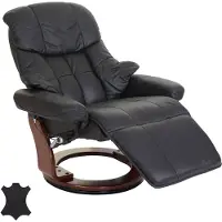 Robas Lund MCA Relaxsessel Windsor 2, Fernsehsessel Sessel, Echtleder 150kg belastbar schwarz, Walnuss-Optik