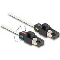 DeLOCK Netzwerkkabel RJ45 Stecker zu Stecker Cat.6A S/FTP mit drehbarer Farbmarkierung 3 m weiß, 3 m, Cat6a, S/FTP (S-STP), RJ-45, RJ-45, Weiß