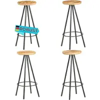DELUKE Barhocker LUKE 4er Set Raues Mangoholz Braun | Barstühle Küchenhocker Thekenhocker für Küche Hausbar