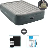 Intex Luftbett - 2 Personen - 152 x 203 x 46 cm - Grau - Inklusive Pumpe - Spannbettuch en Reperaturset