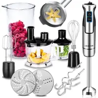 Lehmann Stabmixer TURBO 1200W Edelstahl Mixer Mixstab Pürierstab Quirl, Rührhaken SET 9in1
