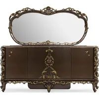 Casa Padrino Luxus Barock Sideboard mit Spiegel Braun / Gold - Luxus Möbel Möbel im Barockstil - Barock Möbel - Barock Einrichtung - Edel & Prunkvoll