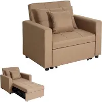 Mendler Schlafsessel MCW-L90, Klappsessel Schlafsofa Gästebett Relaxsessel, Liegefläche 197x103cm Stoff/Textil taupe