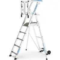 Zarges fahrbar gebördelte Teleskop Plattformleiter ZAP SAFEMASTER MAX S 3 Stufen