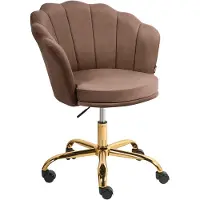 Beliani Bürostuhl Samt Braun / Gold Höhenverstellbar Drehbar für Home Office Büro Schminktisch Muschelform Muschel