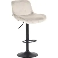 DELUKE Barhocker PONOR - Samt Creme 50x50x85 cm Schwarz | Barstuhl Höhenverstellbar Mit Lehne Drehbar Tresenhocker Tresenstuhl Kneipenhocker Kneipenstuhl