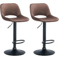 DELUKE Barhocker 2er Set JAKSON - Braun, Samt, Schwarz | Barhocker mit Lehne Barstuhl Tresenhocker Tresenstuhl Kneipenhocker Kneipenstuhl