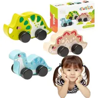 Cubika Holz-Dinosaurier Auf Rädern Fahrautos-Set